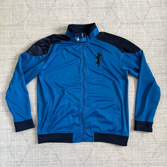 Franky Max Men’s Black/Blue Dragon Logo Lightweight Zip Up Track Jacket - Picture 1 of 8